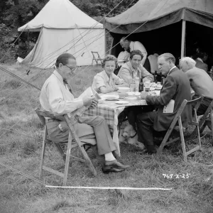 A break on the set of The Titfield Thunderbolt