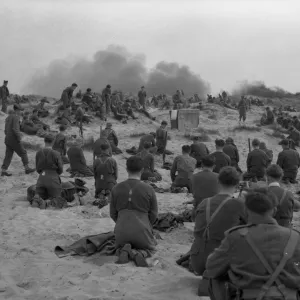 British Soldiers during a religious service held on the beach