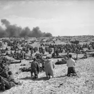 British Soldiers during a religious service held on the beach British Soldiers during a religious service held on the beach