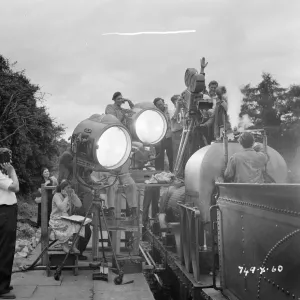 Charles Crichton filming The Titfield Thunderbolt