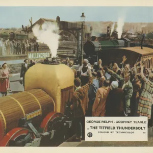 A colour lobby card for The Titfield Thunderbolt