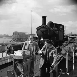 Dan and Mr Valentine on the hand car