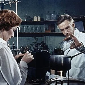 Dr. Decker and Margaret in the laboratory