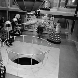 Inside the Daleks spaceship with Peter Cushing as dr. Who