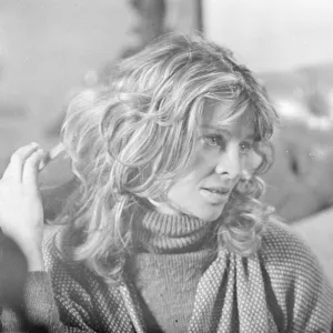 An intense close up of Julie Christie on the set of Don t Look Now