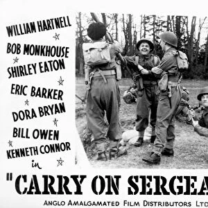 A lobby card for Carry On Sergeant (1958)