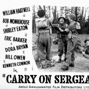 A lobby card for Carry On Sergeant (1958)