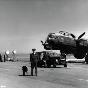 Richard Todd on the set of the Dam Busters