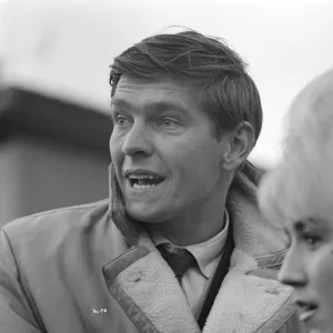 A surprised looking Tom Courtenay on the set of Billy Liar (1963)