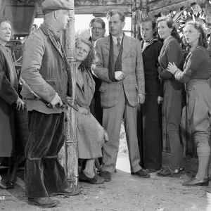 Black and White Film Print of a 1942 British War Drama Scene Black and White Film Print of a 1942 British War Drama Scene