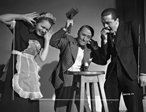 <b class=qtipBold><figcaption>Brighton Rock (1947) publicity</figcaption></b><br>Carol Marsh, William Hartnell and Richard Attenborough in a playful publicity shot on the set of Brighton Rock.<br><em>© Copyright © Studiocanal Films Ltd</em> Brighton Rock (1947) publicity
