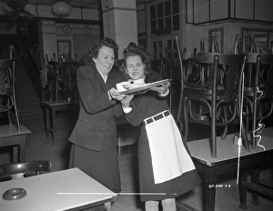 <b class=qtipBold><figcaption>Brighton Rock (1947) publicity</figcaption></b><br>A playful shot of Carol Marsh in training to become the character of Rose the waitress.<br><em>© Copyright © Studiocanal Films Ltd</em> Brighton Rock (1947) publicity