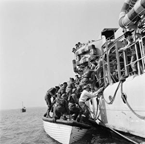 Boat Prints: British soldiers board a Royal Navy ship