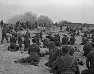 British Soldiers during a religious service held on the beach British Soldiers during a religious service held on the beach
