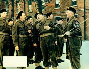 Framed Print : A colour lobby card for Carry On Sergeant (1958) with a blank space for the exhibitors at the time to stamp in the cinemas details Framed Print : A colour lobby card for Carry On Sergeant (1958) with a blank space for the exhibitors at the time to stamp in the cinemas details