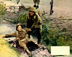 A colour lobby card for Carry On Sergeant (1958) with a blank space for the exhibitors at the time to stamp in the cinemas details