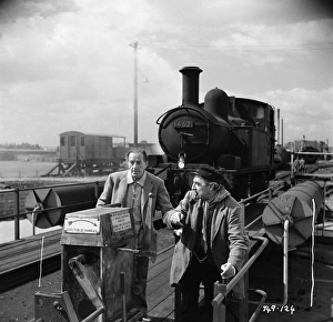 Dan and Mr Valentine on the hand car