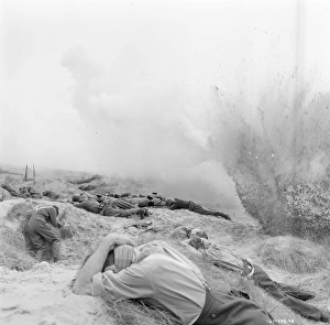 An explosion in a scene from Dunkirk (1958)