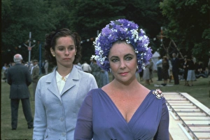 Garden Prints: Geraldine Chaplin and Elizabeth Taylor in a scene from The Mirror Crack d (1980)