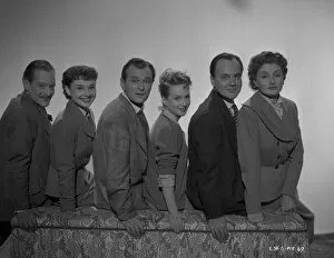 Portraits Collection: The main cast of Young Wives Tale with Guy Middleton, Audrey Hepburn, Nigel Patrick