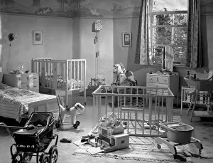 Images Dated 26th February 2013: A nursery set for the filming of Young Wives Tale at Elstree Studios in 1951