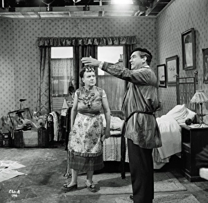 <b class=qtipBold><figcaption>The Rebel (1961)</figcaption></b><br>Irene Handl as Mrs. Crevatte and Tony Hancock on the set of The Rebel.<br><em>© Copyright Studiocanal Films Ltd</em> The Rebel (1961)