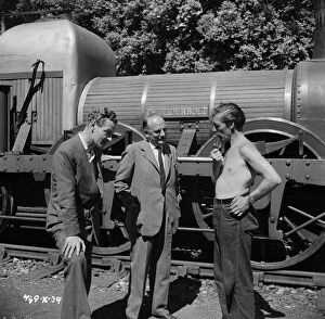 Filming Collection: Sir Michael Balcon visits the set of The Titfield Thunderbolt