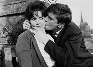 Tom Courtenay Collection: Tom Courtenay kisses Helen Fraser in Billy Liar (1963)